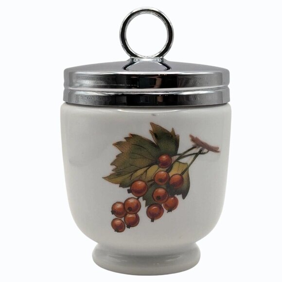 Royal Worcester Porcelain Peach & Currant Egg Coddlers Set Of 2 Vintage England - Picture 2 of 5